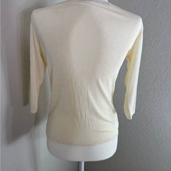 Double D Ranch Knit Cream Blouse Essential 3/4 Sleeves Size XS - Picture 4 of 8